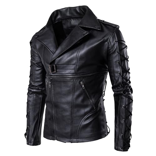 Manteau steampunk homme en cuir PU premium avec finitions ceinturées