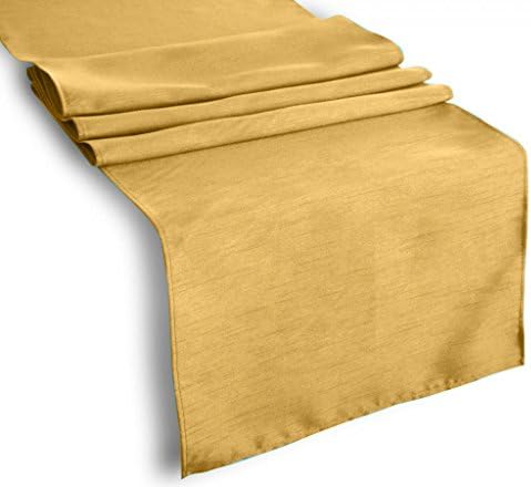 BROWARD LINENS 14" Wide by 132" Long Polyester Poplin Table Runner, Mustard
