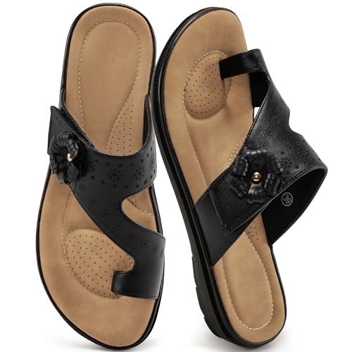 Summer Slides Sandals for Women 2025: Comfortable Walking Flats Orthopedic Adjustable Ladies Shoes for Beach Outdoor