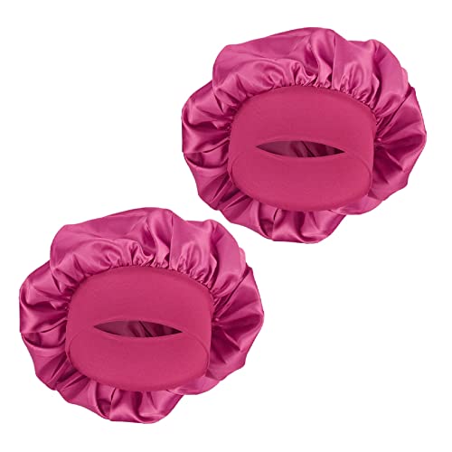 MELTU 2 Pack Hair Bonnet for Sleeping Satin Bonnet with Wide Elastic Band, Silk Hair Wrap for Sleeping Soft Sleep Cap (Rose Red)