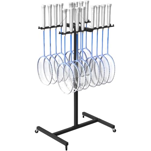 Commercial Sports Badminton Racket Holder Cart, Badminton Storage Rack Tennis Racket Display Stand School Playground Tennis Training Equipment Storage Rack