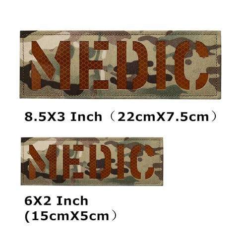 Pacote com 2 remendos refletivos medic medic painel traseiro com gancho e laço, um pequeno e um gran