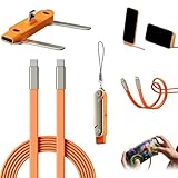 ZVD Caricabatterie Super Veloce 240W con Supporto Girevole a 360°, Porta Cavi da Viaggio, Supporto Cellulare, Creative Cables,Ufficio, Auto e Viaggi, Supporto per Cellulare (Grigio-Arancio)