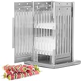 SONLED Edelstahl-Fleischspießmaschine, 49-Loch-Kabob-Maker-Box-Grillwerkzeug, mit 100 Bambusstäben, höhenverstellbar, Rinder-Hammelfleisch-Grillmaschine, für Küche, Grillladen, Picknick