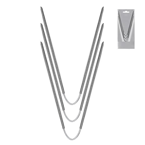 Cooapy Edelstahl Rundstricknadeln 3,0 mm, 23 cm Lang Silber Rundstricknadeln für Socken, 3 Stück Flexible Gerade Stricknadeln, Metall Sockenstricknadeln, Praktische Stricknadeln Rundstricknadel 3,0 Cover