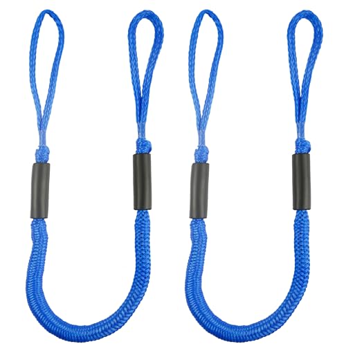 Bungee Dock Lines, 4 Feet Bungee Shock Cords Bungee Docking Rope Mooring Rope for Boat,PWC,Jet ski,Pontoon,Kayak,Canoe,Power Boat,Watercraft (Blue Without Hook)