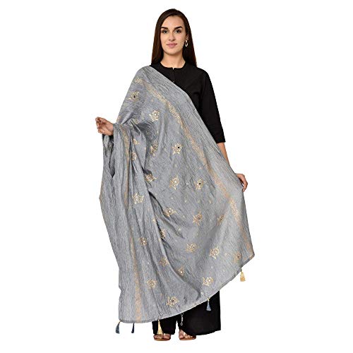 Sai Fashion Dupatta en soie douce crussed pour les femmes/impression de feuille d'or/Tasells sur la frontière Cover