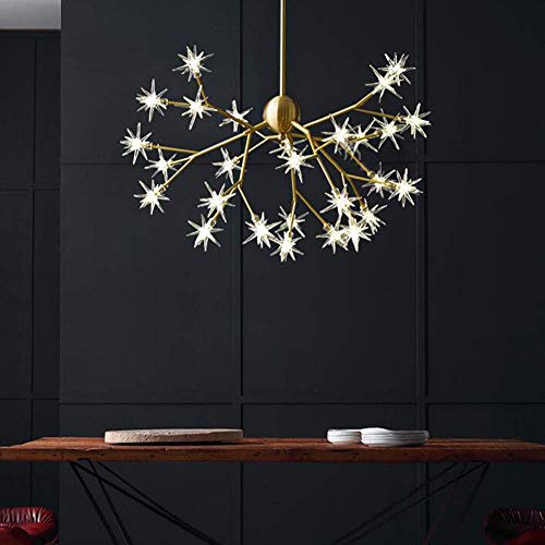 Lustre plafonnier LED en laiton étincelant, design d'exception en cuivre