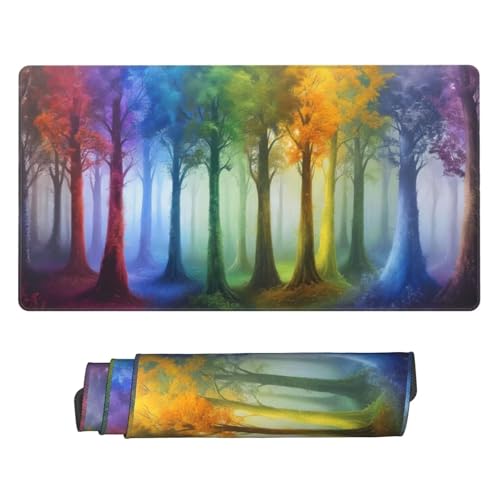 Groß Mauspad 70x30cm, Waterproof Gaming Mouse Pad Rainbow Tree Mousepad, Mouse Pad XXL, Non-Slip Rubber Base, Soft Smooth Surface Extended Keyboard Desk Mat for Office Decor, Geschenke for Women B-44