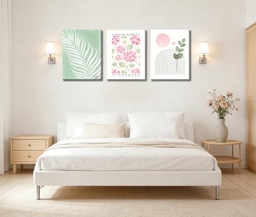 Image of FraFrimeeme med Green and Pink Bathroom Decor, Set of 3, 12x16 Inch