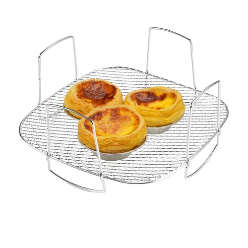 Griglia per friggitrice ad aria, riutilizzabile, in acciaio inox, griglia per friggitrice ad aria, griglia per asciugatura a vapore, vassoio per friggitrice ad aria, vassoio per cottura a vapore, 20 x