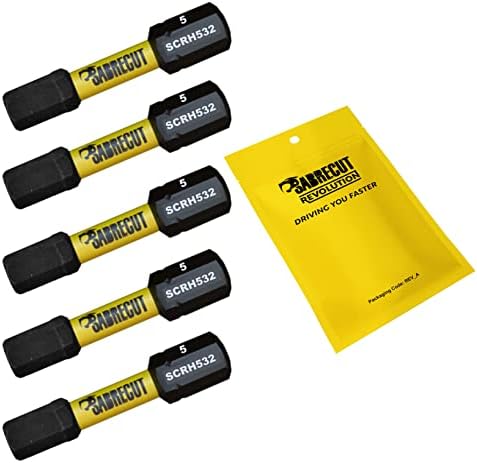 5 x SabreCut SCRH532_5 32mm H5 Hex Magnetic Impact Screwdriver Driver Bits Set Single Ended Heavy Duty Compatible with Dewalt Milwaukee Bosch Makita and Others