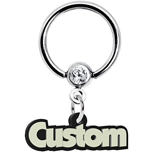 Body Candy Customizable Steel Glow in the Dark Personalized Name Dangle Captive Ring 14 Gauge 1/2"