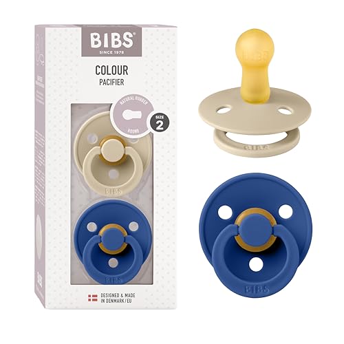 Image of Bibs Colour Pacifier 2-Pack | BPA Free Soother, Round Nipple. Natural Rubber Latex,