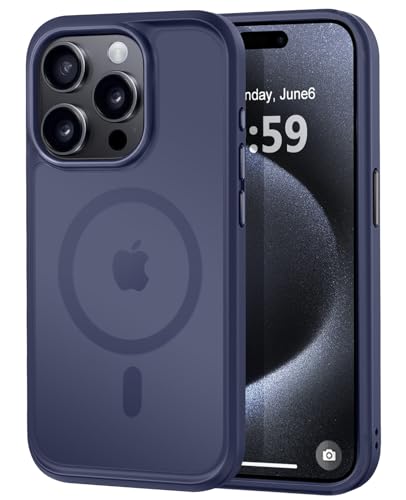 Image of MOCCA Magnetic Shockproof for iPhone 15 Pro Case,Deep Blue | 13ft Drop Tested | Compatible with MagSafe | Anti-Slip Matte Finish | Raised Camera & Screen Lip | Ultra-Slim Design