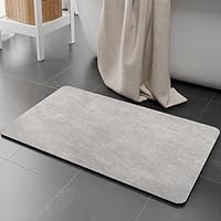 KAZOLEN rutschfeste Badematte Super Absorbierende Badezimmerteppich: dünn 50 x 80 cm Waschbar schnelltrocknende Badvorleger Duschvorleger für Dusche, Badewannen und Badezimmer, Toilette, grau