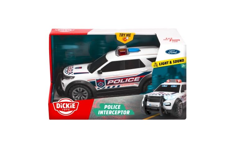 Dickie Toys - Ford Police Interceptor Auto (27,5 cm) - gro&szlig;es Polizeiauto mit Licht und Sound, Spielzeug f&uuml;r Kinder ab 3 Jahre, inkl. Batterien