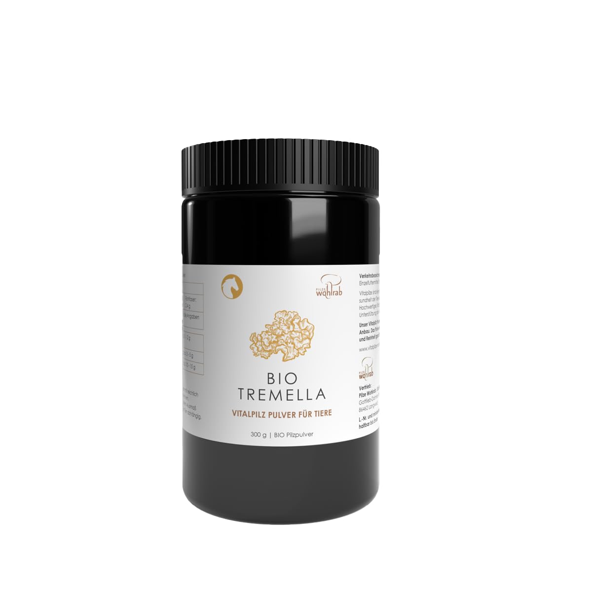 Bio Tremella Pulver für Tiere | 300 g | Reines Vitalpilze Pulver mikrofein | Höchste Bio-Qualität | Vitalpilze Pulver | Dosierung für Tiere | 1 Dose