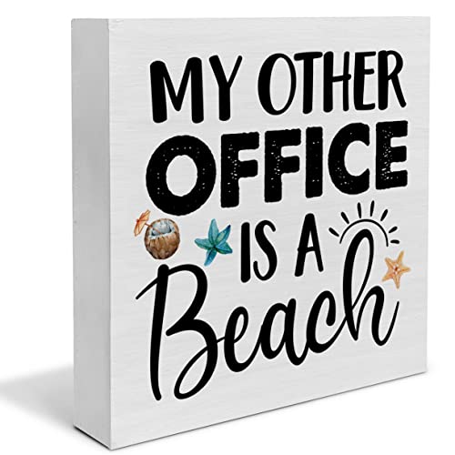 My Other Office is a Beach Wood Box Sign Decor