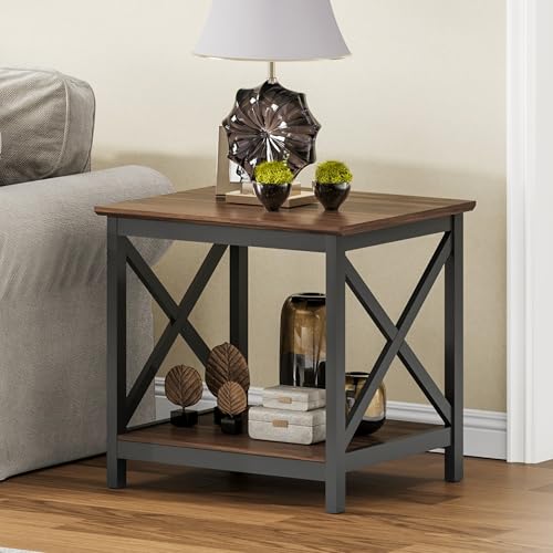 Image of ChooChoo End Tables Set of 2, 24 Inch End Table with 2-Tier Storage Shelf
