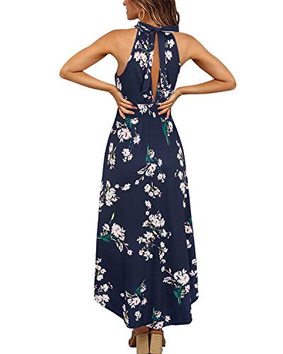 Kilig Women’s Summer Sleeveless Halter Maxi Dress Causal Floral Beach Boho Sundress With Pockets(Floral-D, Large) #TOP2