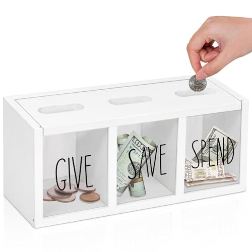 Wooden Piggy Bank for Kids, Money Saving Box for Adults, Kids Banks for Bills and Coins, Boys & Girls Piggy Bank, Visualized Saving Box Boalord for...