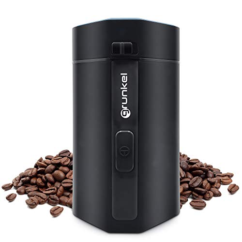 Grunkel - MO-150R - Molinillo de Caf, Frutos secos y Especias Elctrico con botn de presin y visor transparente, Capacidad 50 gr, Cuchillas Acero Inoxidable - 150W - Negro