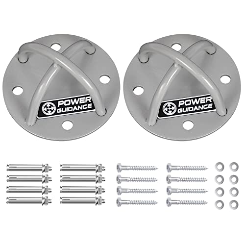 Image of POWER GUIDANCE Wall and Ceiling Mount Bracket for Suspension Straps, Gymnastic Rings, Yoga Swings & Hammock Resistance Band Battle Rope (Sliver (Set of 2))
