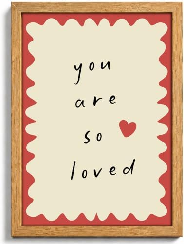 Wood Framed Cute Boho Nursery Canvas Wall Art, You Are So Loved Q...