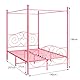 HAHRIR Baldachin-Bettgestell Plattform 140x200 Metall-Bettgestell Hochbelastbare Latten und Stützen aus Stahl Mit Kopf- und Fußteil Keine Federn Erforderlich, 140x200 cm, Rosa