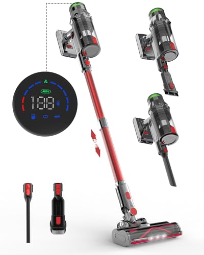 Cordless Vacuum Cleaner, Vacuum Cleaners for Home, 50KPA 500W Stick Handheld Pet Hair Hardwood Floor Vac, High Power Hand Held Rechargeable Battery Portable Household Lightweight Vac, C11 Red