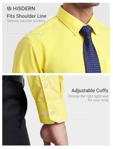 Image of HISDERN Mens Dress Shirt with Tie Pocket Square Set Classic Button Down Shirt Matching Tie Long Sleeve Shirts