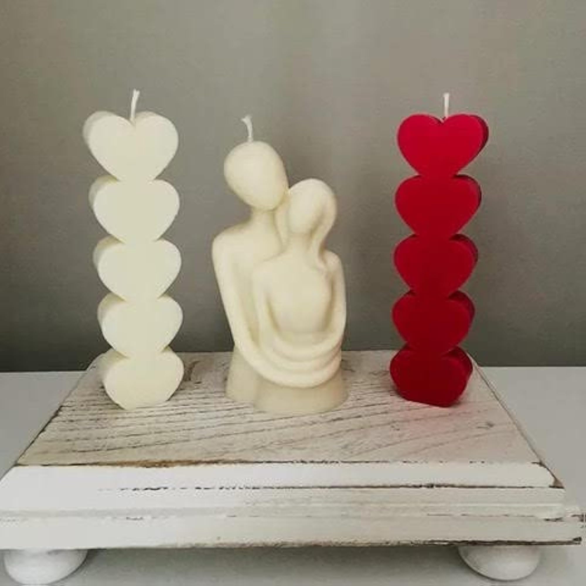 Heart Pillar Scented Candles, Valentine's Day Gift Set