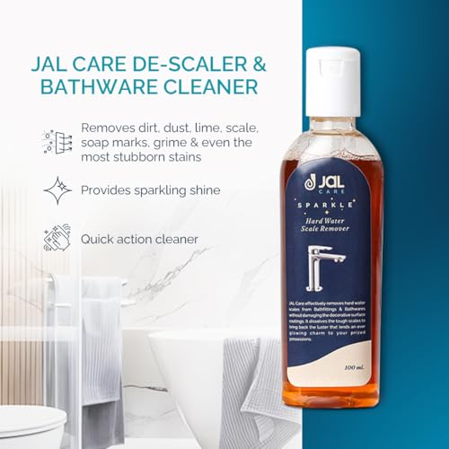 Image of JAL CARE Faucet Cleaner Liquid | Hard Water Scale Remover | Limescale Remover | For Shower, Taps, SS Fittings Cleaner | Cleansing Liquid | Cleans Taps, Showers, Faucets| 100 ML