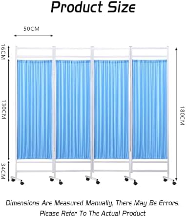 4-Panel Rolling Medical Privacy Screen - 6ft High Foldable Room Divider on Wheels for Hospitals, Offices, Beauty Salons - Portable Privacy Separator (Color-2)