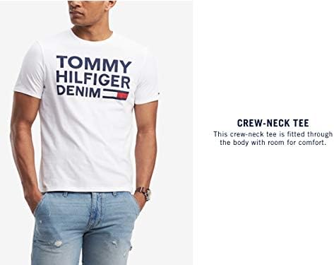 Tommy Hilfiger Men's THD Short Sleeve Logo T Shirt Small Bright White