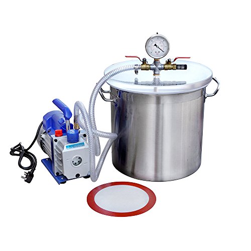 ECO-WORTHY 5 Gallons Stainless Steel Vacuum Degassing Chamber Kit with 3 CFM Single Stage Pump Kit