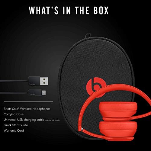 Beats Solo3 Wireless On-Ear Headphones - Apple W1 Headphone Chip, Class 1 Bluetooth, 40 Hours Of Listening Time - Red (Latest Model)