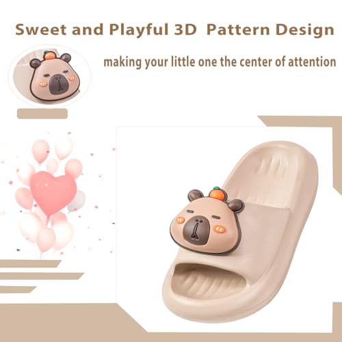 Image of Girls Cloud Bow Slide & Shower Slippers - Non-Slip Slip-On Kids Beach Pool Indoor Outdoor Shoes