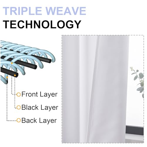 Simplebrand Ava Pure White Curtains for Bedroom 90 Inches Long 2 Panels Set, Room Darkening Window Treatment, Light Filtering Curtain Drapes, Soft Casual Rod Pocket Privacy Curtains, W40 x L90 Inch