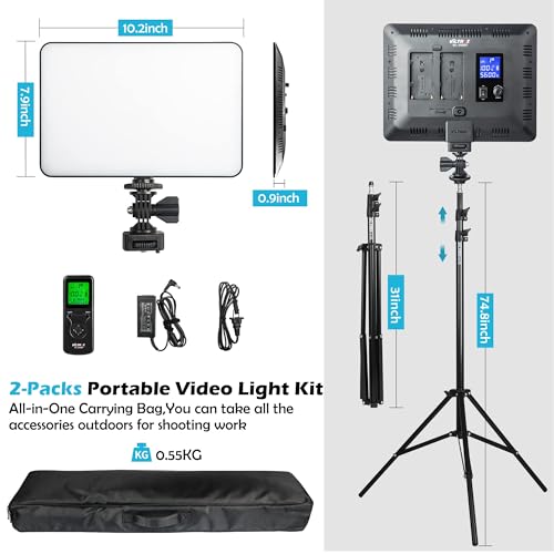 VILTROX VL-200T Ultra Thin Bi-Color Dimmable LED Video Light, Panel Light for Interview YouTube Outdoor Studio Portrait Photography Lighting with 3300K-5600K, CRI 95+ and Remote Controller