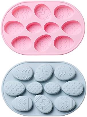 Easter Silicone Cake Mold DIY Easter Egg Chocolate Mold Candy Molds 2Pcs 10 Cavities Gingerbread Baking Tools 3D Fondant Sugar Mold for Easter Cake Decorations Holiday Accessories