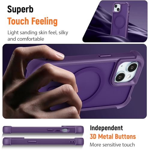 Coque iPhone 15 Plus et 14 Plus violette compatible MagSafe antichoc violet mat - 7
