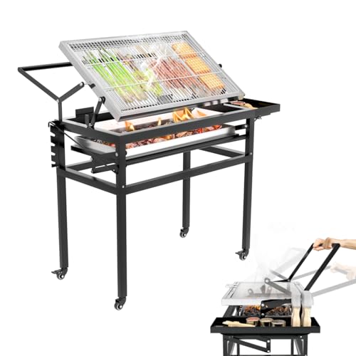 Charcoal Flip Grill for BBQ, Portable Outdoor Camping Grill