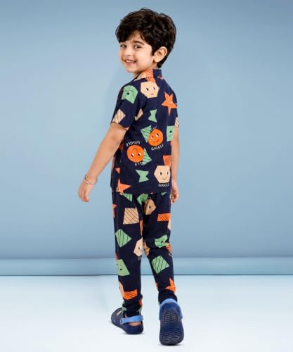 Image of 3BROS Unisex Pure Cotton Short Sleeve Kids Night Dress for Boys & Girls Nightwear /Sleepsuit /Sleepwear /Loungewear Night Suit for Boys and Girls Top and Pyjama Combo Set