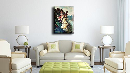 Image of Tallenge Paper Saraswati Raja Ravi Varma Mythology Collection Small Poster (Multicolour, 12x18-inch)