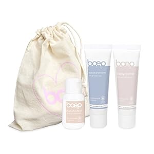 boep Geschenkset für Babys erste Wochen | Erstausstattung im Bio-Baumwollbeutel mit Babycreme, Wundcreme und Badeöl | Zertifizierte Naturkosmetik | Geschenk zur Geburt, Babyparty oder Weihnachten