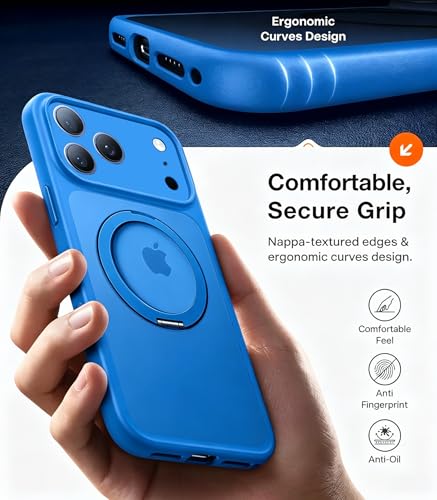 Designed for iPhone 17 Pro Max Case Magnetic, Fit for MagSafe, Camera Protection, Camera Control, Slim Phone Case for iPhone 17 Pro Max with Rotation Magnetic Stand, Translucent Matte Cover 6.9", Blue — view 6