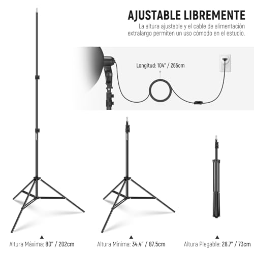 Equipo de Estudio Fotográfico NK300 con Bombilla LED E27 y Ventana Rectangular 6
