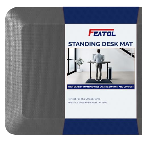 FEATOL Anti Fatigue Mat for Standing, 9/10 Extra Thick Ergonomic Standing Desk Mat, Comfort Memory Foam Standing Mat at Home,Office All Day (20" x 32", Gray, 1PC) by FEATOL - Used condition - US$30.85